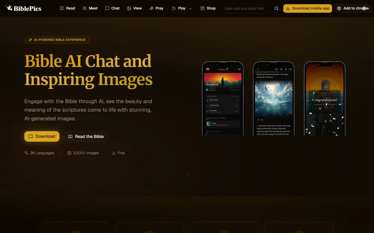 The BiblePics homepage